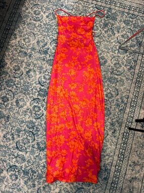 Vibrant Pink & Orange Floral Slip Dress